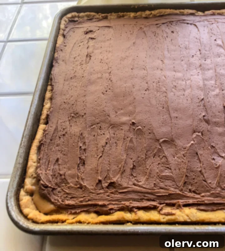 Lunch Lady Peanut Butter Bars with chocolate frosting