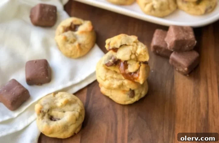 Gooey Salted Caramel Stuffed Cookies 5 A plate of warm Salted Caramel Stuffed Cookies