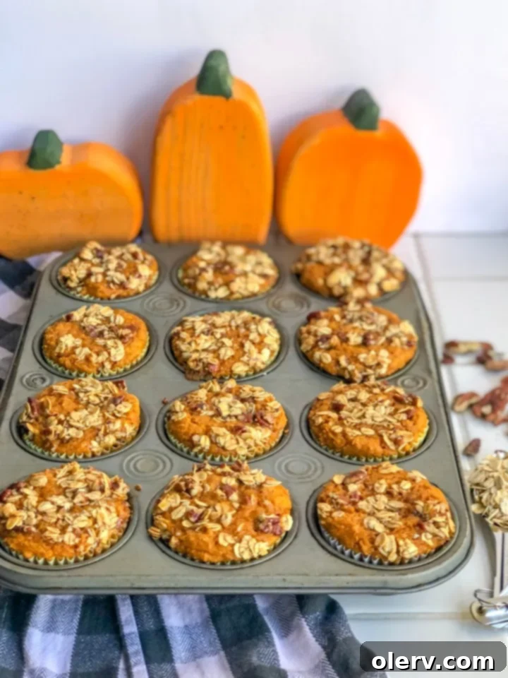 Wholesome Pumpkin Spice Muffins 5 Healthy Pumpkin Muffins close-up with detailed crumble topping