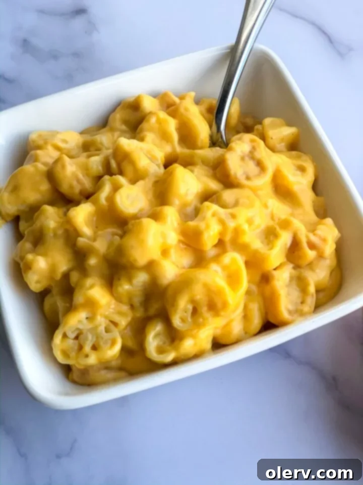 Autumn Pumpkin Macaroni Bake 6 A large pot filled with the creamy, orange Spiced Pumpkin Mac and Cheese, ready to be dished out, emphasizing the generous serving size.