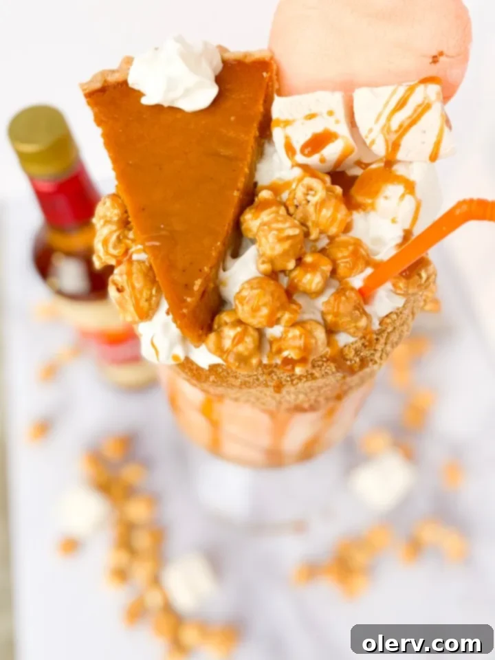 Decadent Caramel Pumpkin Pie Shake 8 Garnished Caramel Pumpkin Pie Shake ready to be served