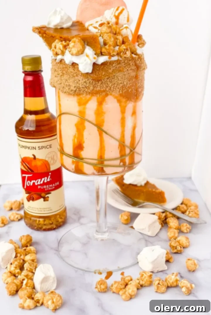 Decadent Caramel Pumpkin Pie Shake 9 Two richly garnished Caramel Pumpkin Pie Shakes