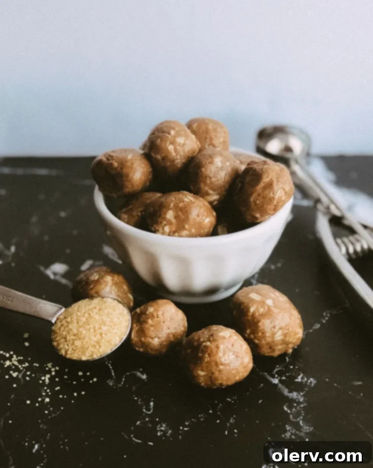 Irresistible Caramel Protein Bites 7 Delicious Caramel Protein Bites on a white background