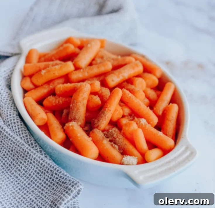 Sweet Glazed Instant Pot Carrots 6 Delicious Instant Pot Glazed Carrots in a serving dish, ready to be enjoyed.