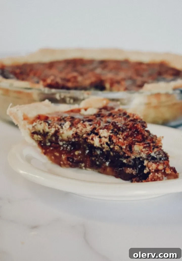 Effortless Pecan Perfection 4 Unbaked Easy Pecan Pie filling poured into a flaky pie crust