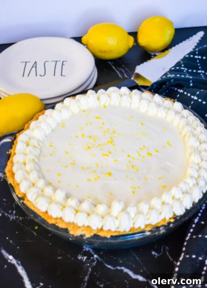 Velvety Tangy Lemon Pie 3 Slice of homemade Sour Cream Lemon Pie with a golden crust
