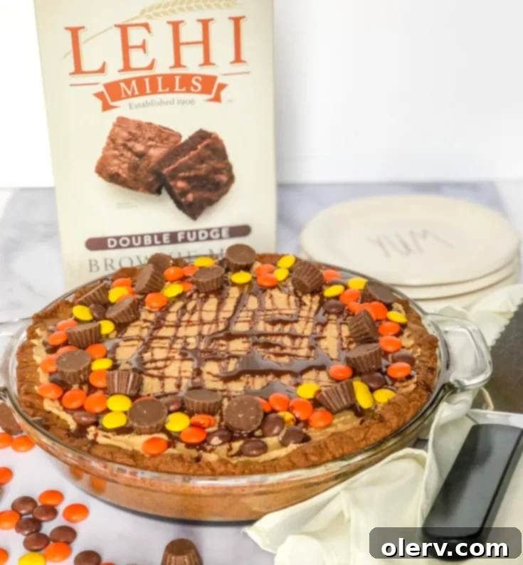Peanut Butter Brownie Overload Pie 7 Peanut Butter Brownie Explosion Pie with chocolate and candy toppings