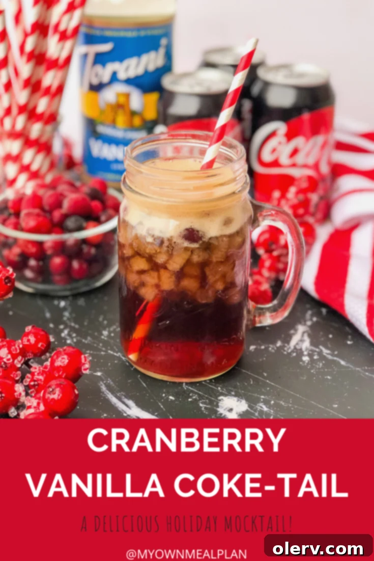 Pinterest Pin for Cranberry Vanilla Coke-Tail recipe