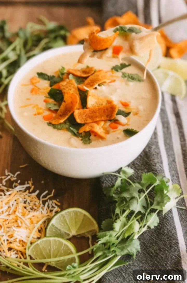 Velvety Cheesy Tortilla Soup 5 Creamy Chicken Tortilla Soup simmering in an Instant Pot.