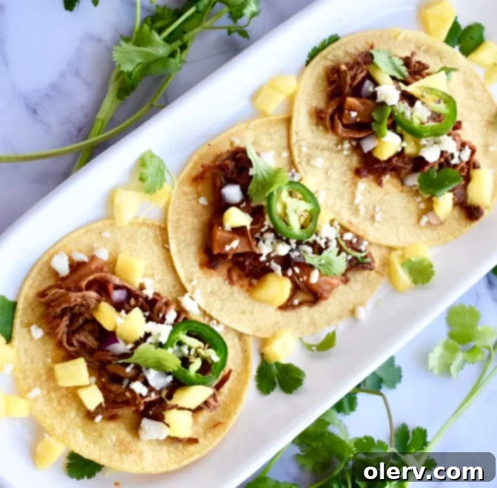 Easy Instant Pot Tacos Al Pastor 2 Delicious Instant Pot Tacos Al Pastor with fresh pineapple and cilantro