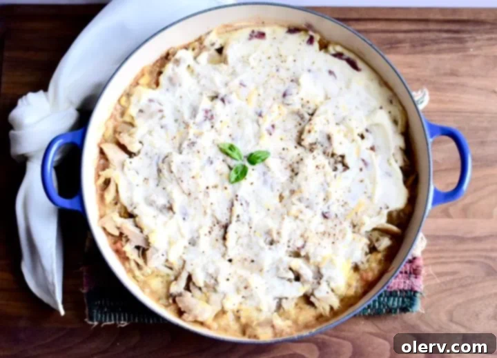 Creamy Chicken & Potato Bake 2 A bubbling golden-brown Chicken Shepherd's Pie, freshly baked with a textured mashed potato topping.