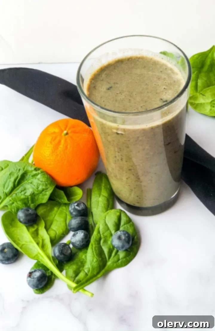 Nature's Immunity Elixir 6 A collection of ingredients and a glass of immune booster green smoothie.