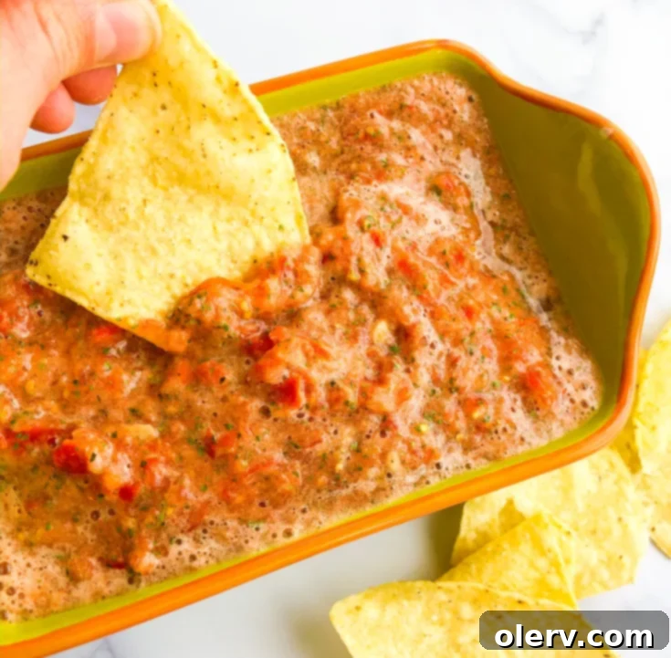 Effortless Blender Salsa 8 A fresh bowl of Simple Blender Salsa, perfect for dipping or topping any dish.