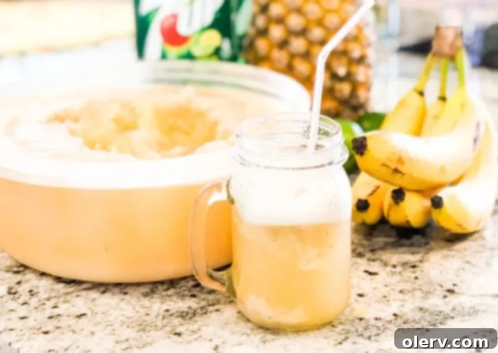 Frozen Banana Delight 7 Large container filled with the banana slush mixture, ready for freezing.