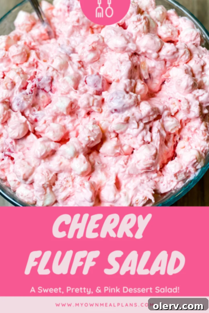 Cherry Fluff Salad ready to be served, highlighting its appealing pink color and creamy texture.