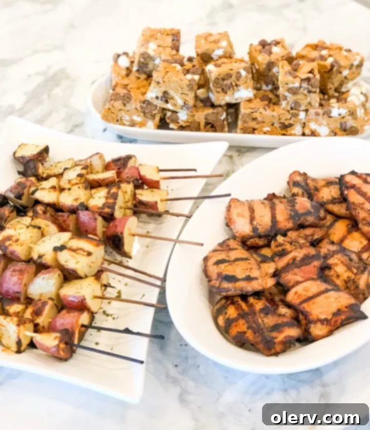 3 Deliciously Easy Memorial Day Weekend Dishes 4 Close-up of freshly grilled marinated chicken thighs, juicy and golden.
