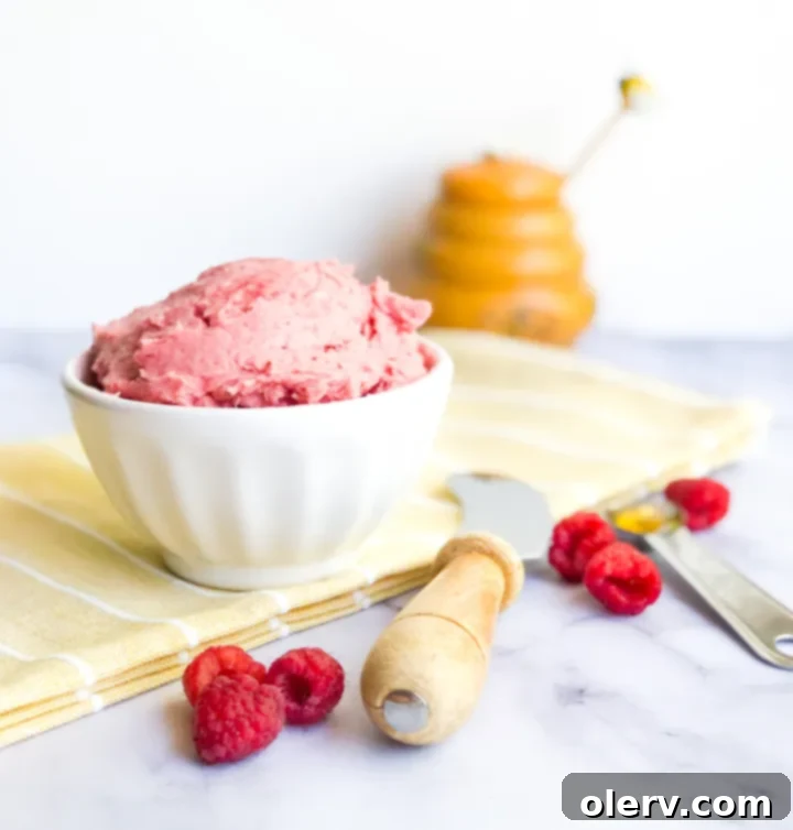Raspberry Honey Butter in a serving dish