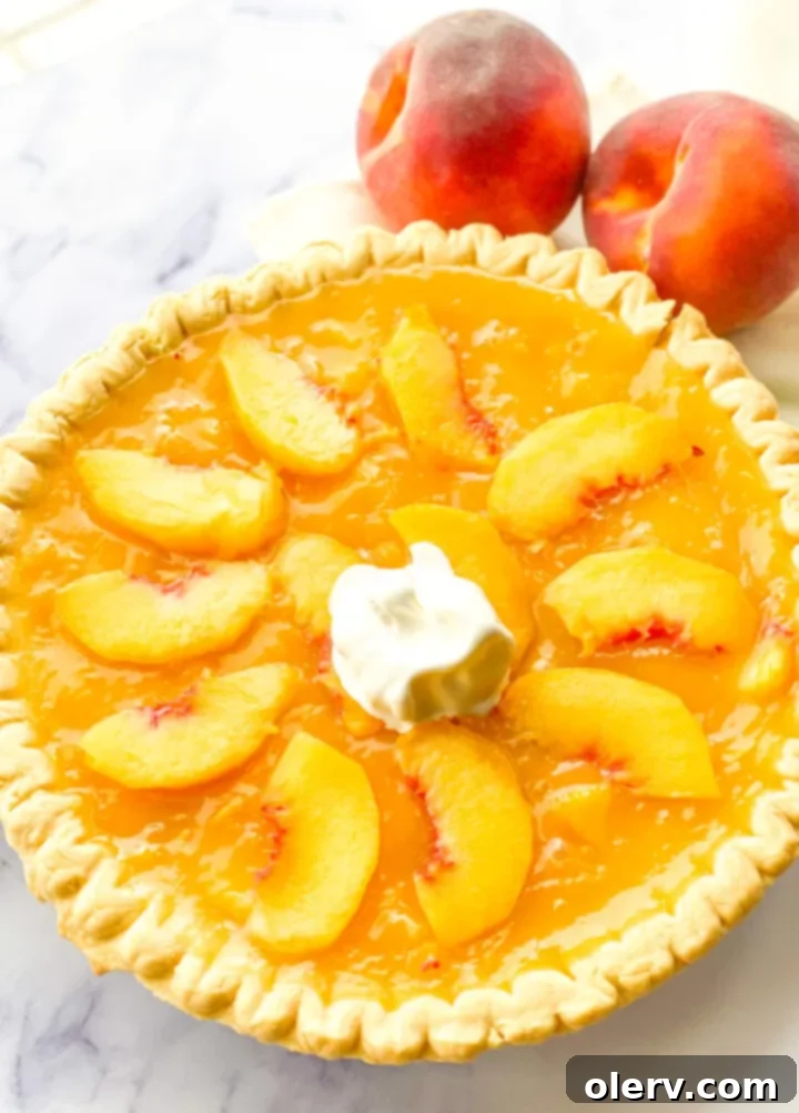 Golden Summer Peach Pie 2 Perfectly baked fresh peach pie, ready to be chilled