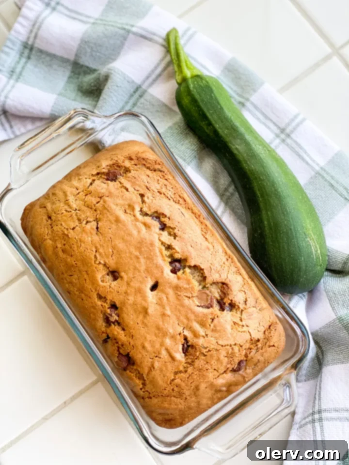 Chocolate Chip Zucchini Bread 6 Several slices of Chocolate Chip Zucchini Bread on a white plate, ready to be served.