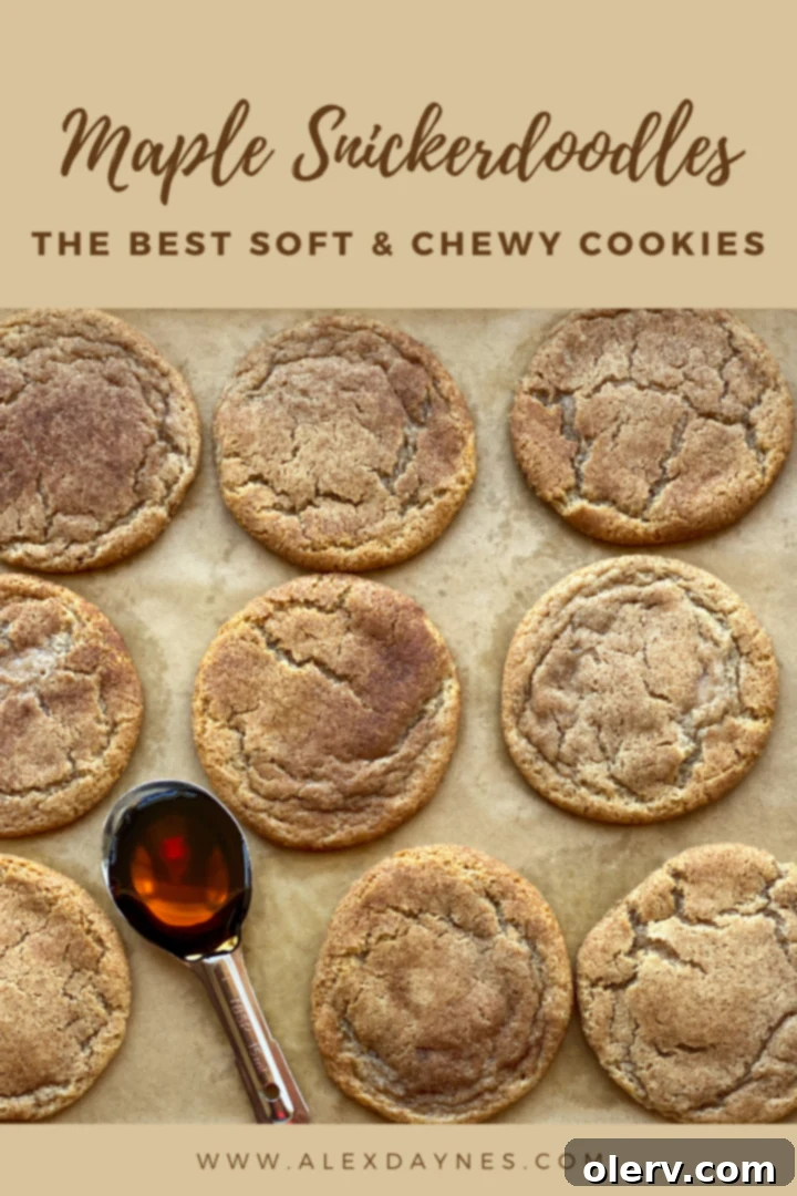 Maple Snickerdoodles recipe card pin for Pinterest.