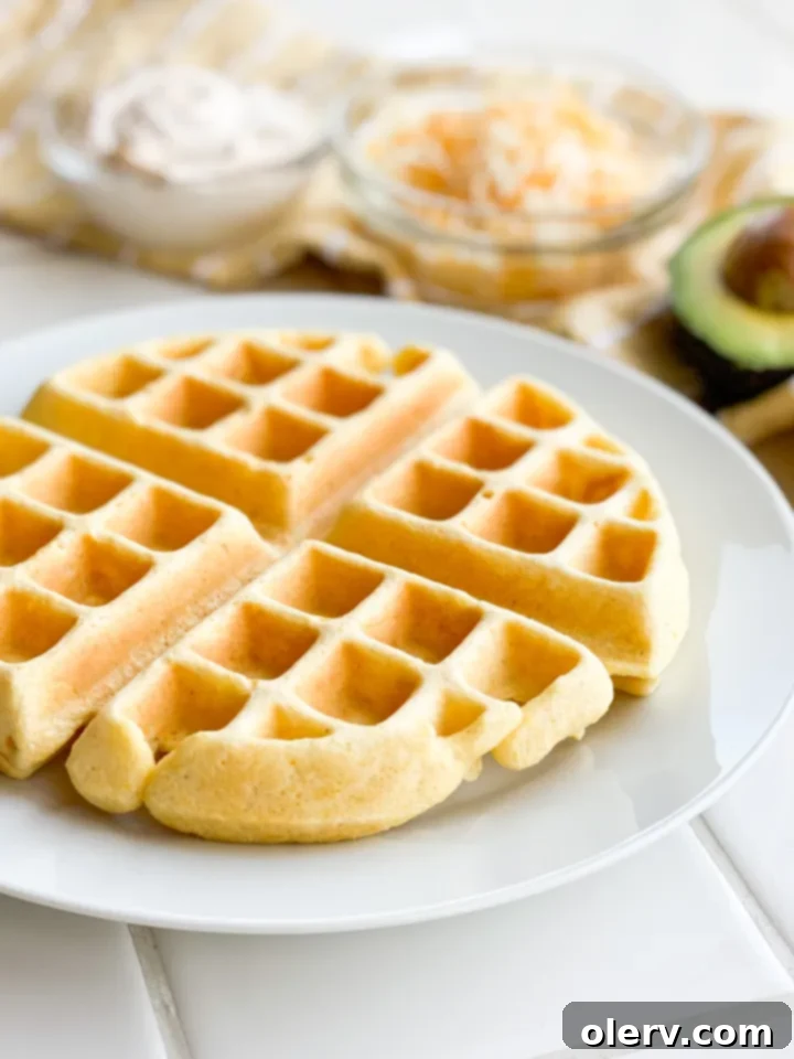 Golden Grid Chili Delight 5 Pouring cornbread batter into a waffle iron