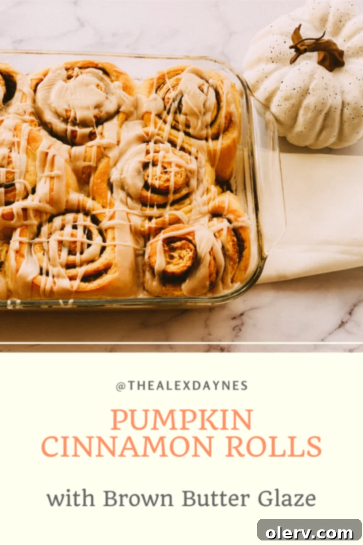 Pinterest graphic for Pumpkin Cinnamon Rolls with Brown Butter Glaze