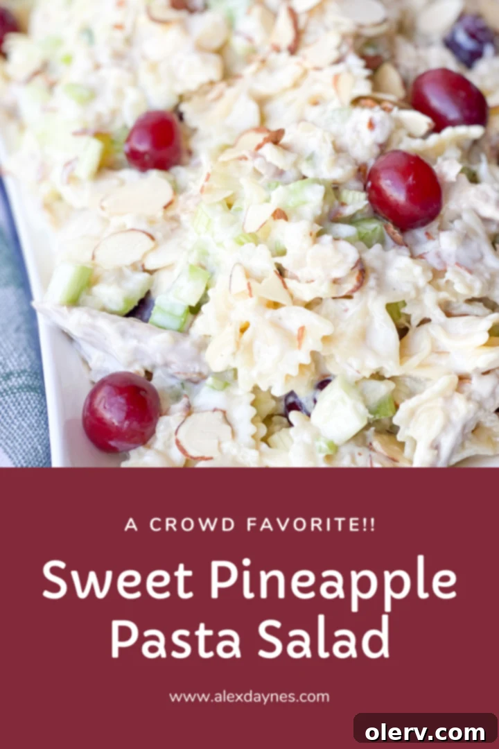 Sweet Pineapple Pasta Salad Pinterest graphic