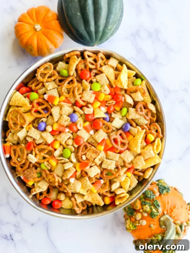 Monster Munch 3 Hand holding a bowl of homemade Halloween Chex Mix