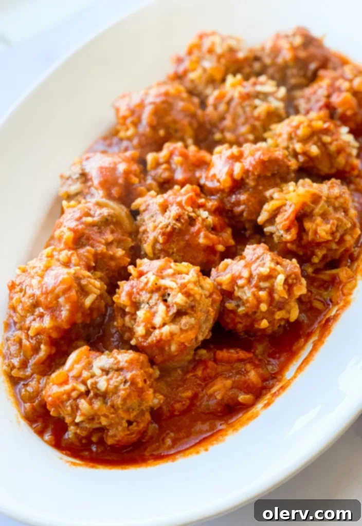 Deliciously Simple Instant Pot Porcupine Meatballs 3 Close up of Instant Pot Porcupine Meatballs