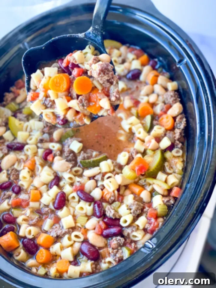 Effortless Comfort Pasta Fagioli 7 A wider view of the Slow Cooker Pasta E Fagioli in the crockpot, ready to serve