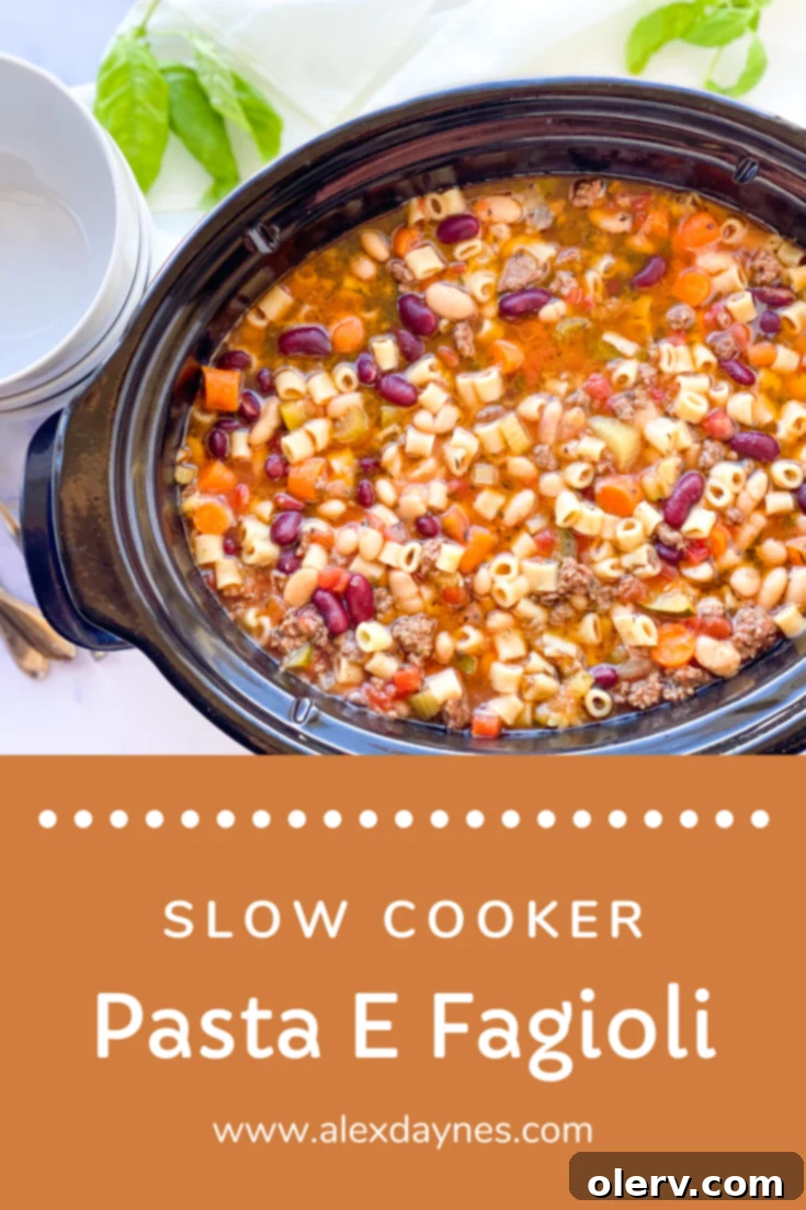 Slow Cooker Pasta E Fagioli Pinterest graphic