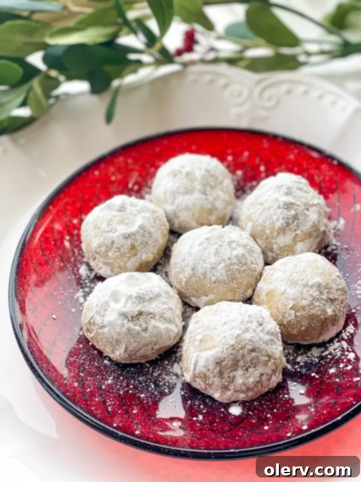 Fiesta Snowball Delights 5 Hand placing a Mexican Wedding Cookie into powdered sugar