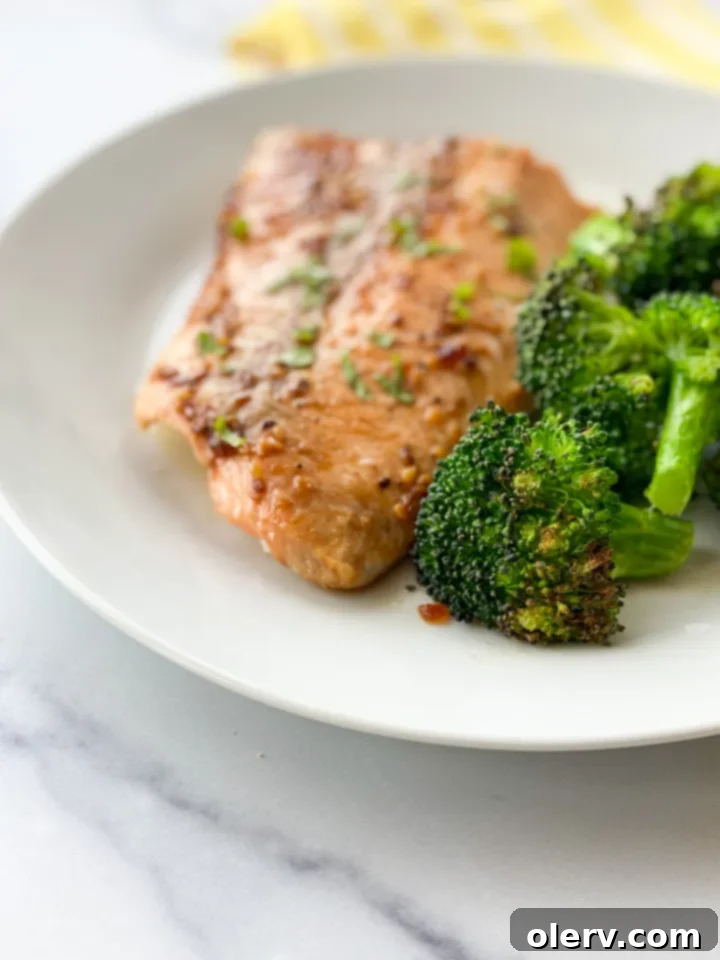 Easy Air Fryer Salmon and Veggies 3 Modern air fryer with an open basket ready for cooking