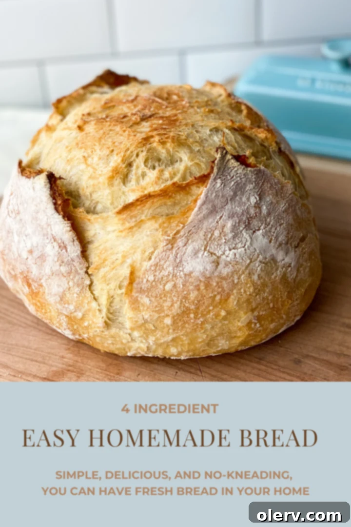 Pinterest graphic for Easy Homemade Bread recipe