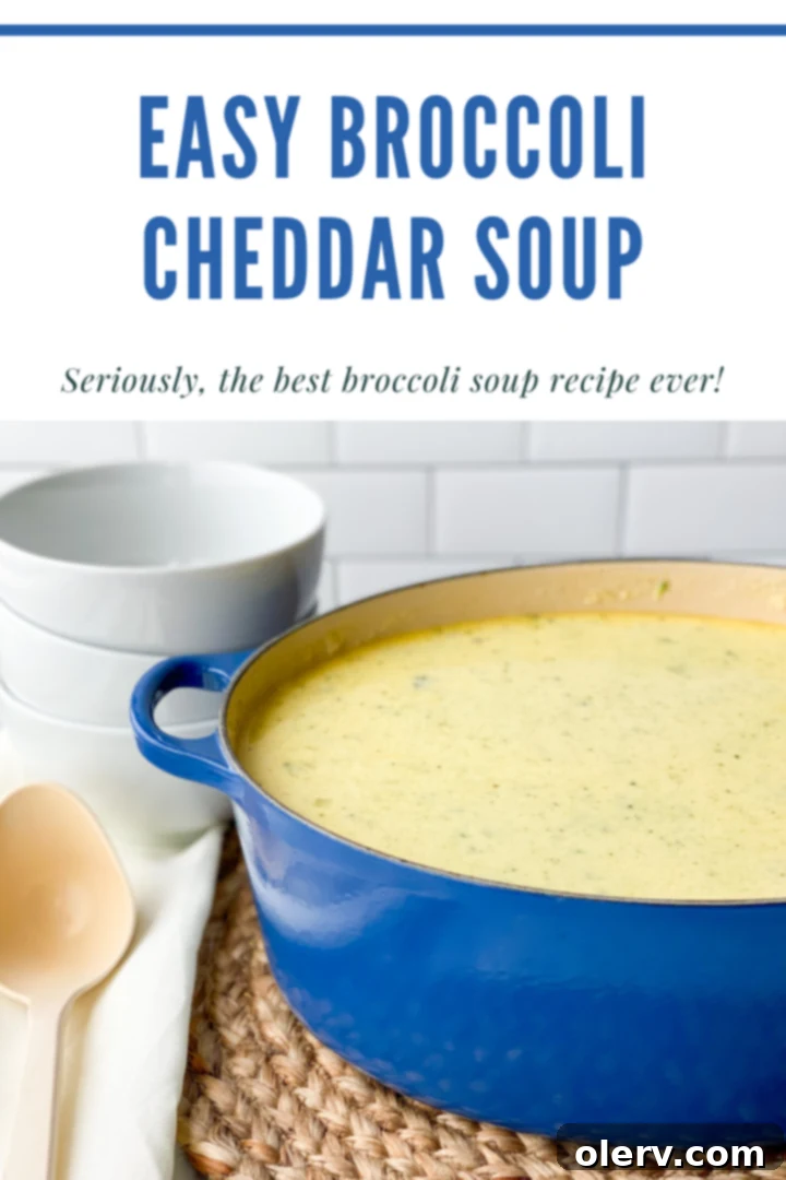 Save this easy broccoli cheddar soup recipe to Pinterest for later enjoyment.