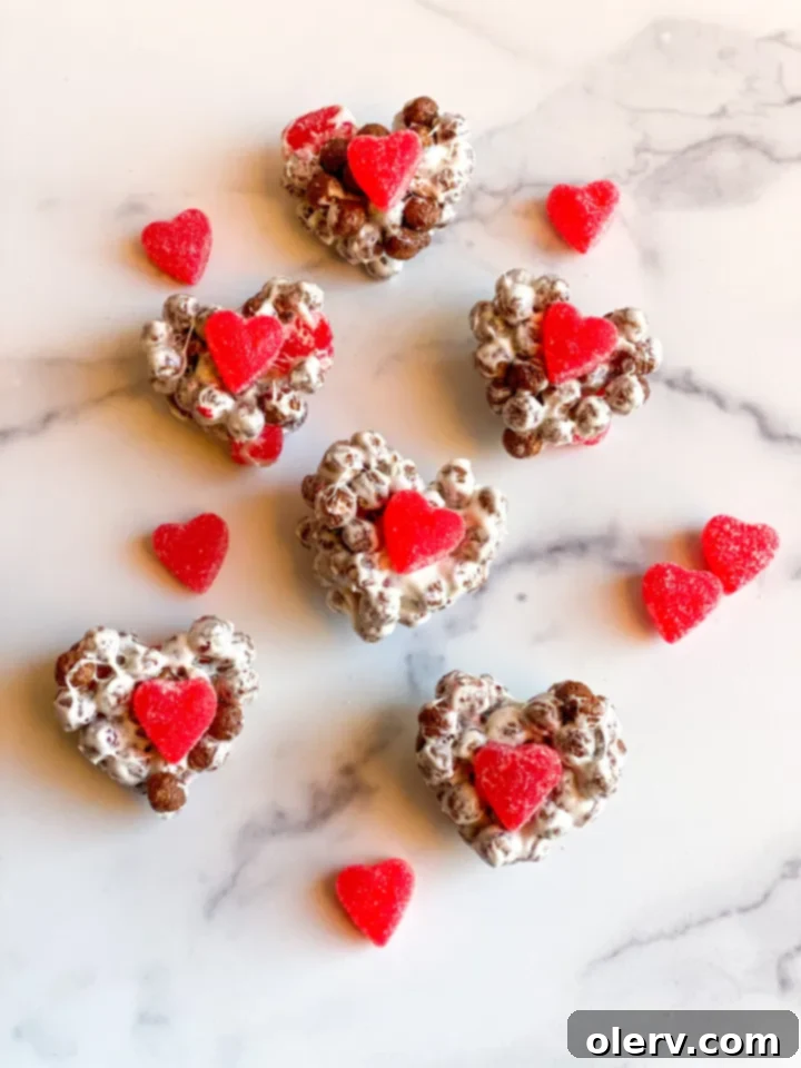 Cocoa Puff Cinnamon Heart Bars 8 A display of several heart-shaped Cocoa Puff Cereal Bars, ready to serve