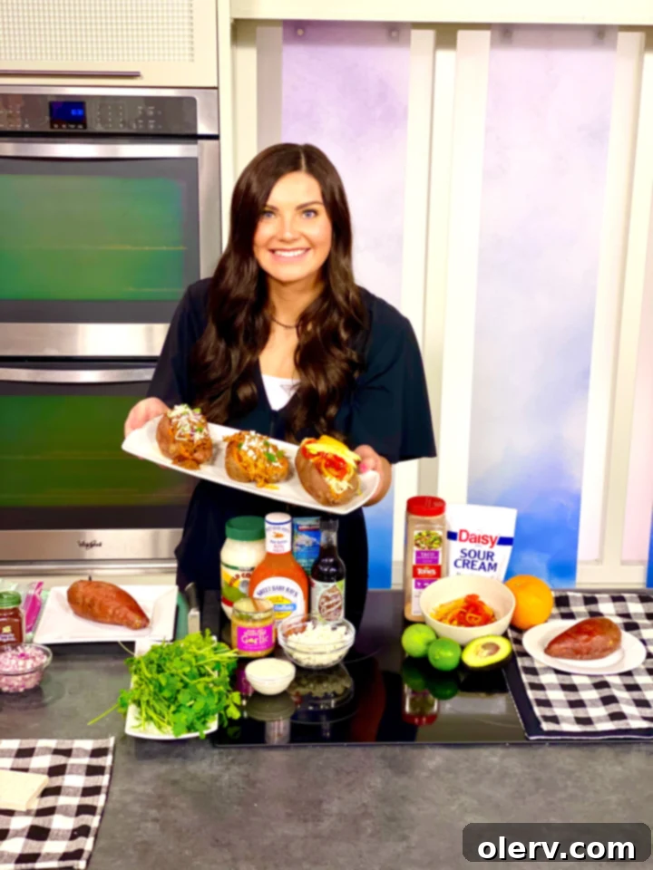 3 Flavorful Stuffed Sweet Potato Recipes 4 A row of baked sweet potatoes ready to be stuffed