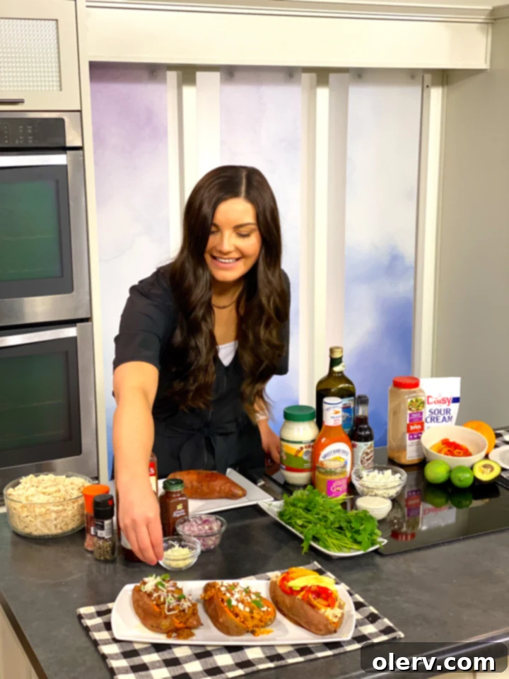 3 Flavorful Stuffed Sweet Potato Recipes 6 A selection of fresh toppings for stuffed sweet potatoes
