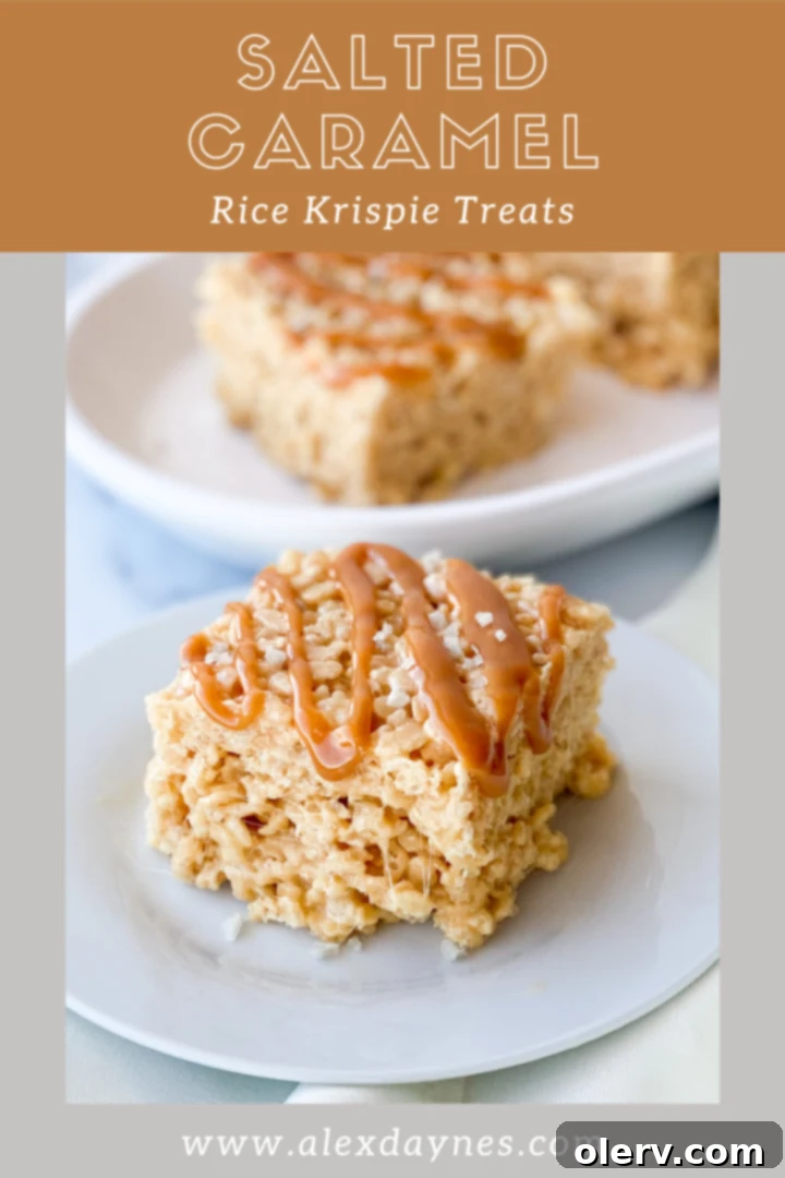 Salted Caramel Rice Krispie Treats Pinterest pin image