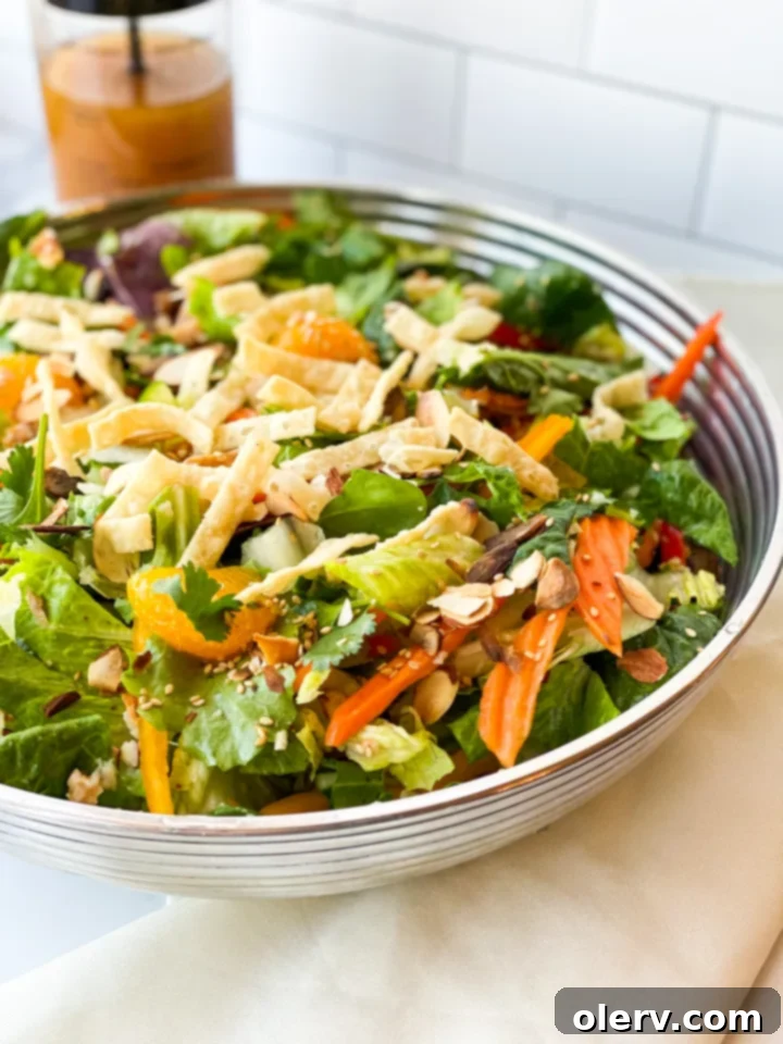 Zesty Asian Chicken Salad 7 Large bowl of Chinese Chicken Salad with Ginger Sesame Dressing