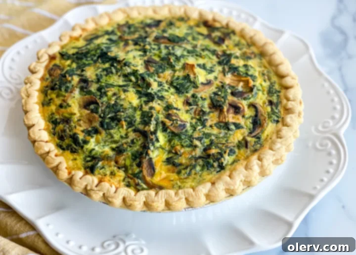 Savory Spinach and Creamy Cheese Quiche 3 Close-up of a golden brown Spinach and Cheese Quiche crust