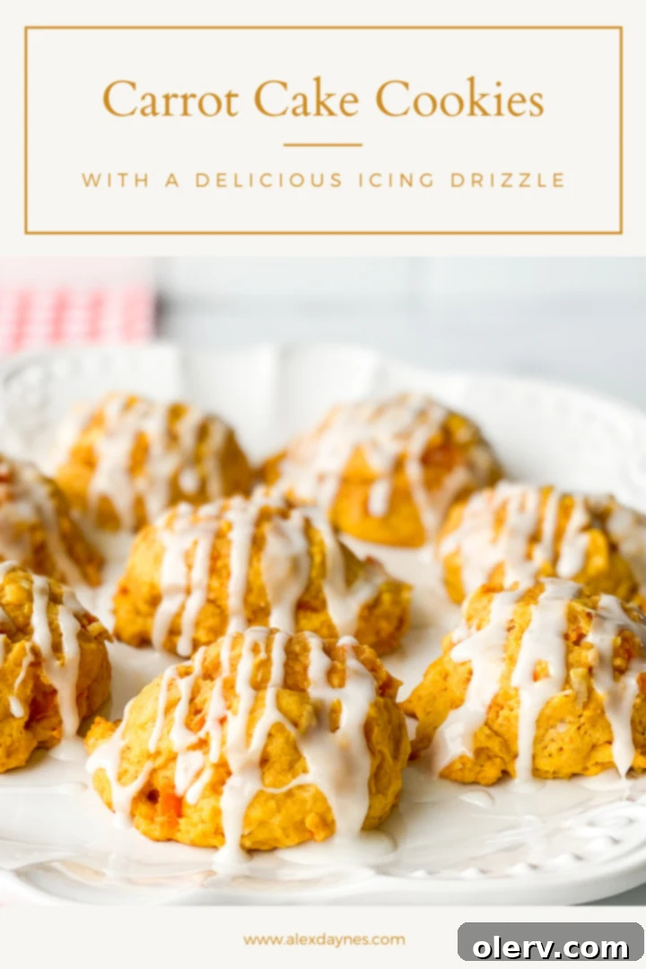 Pin this recipe for homemade carrot cake cookies.