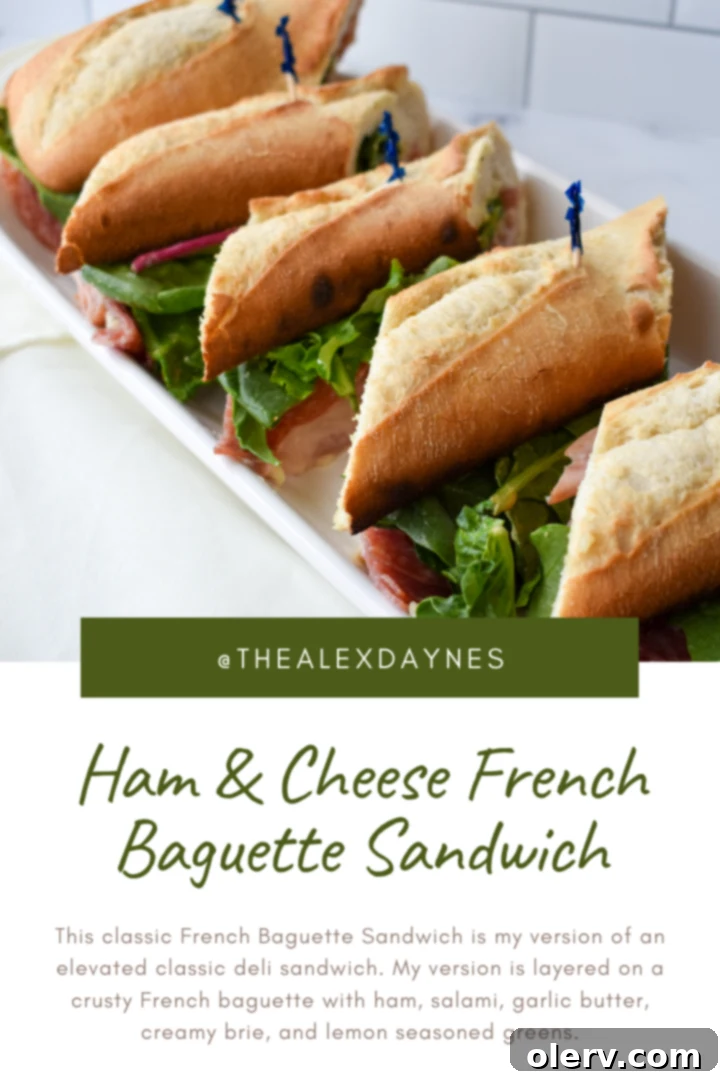 Pinterest icon for sharing the baguette sandwich recipe.
