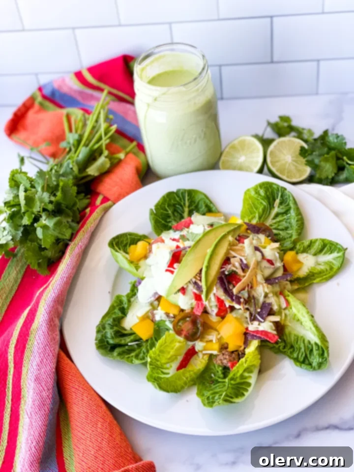 Vibrant Fiesta Taco Salad 6 A beautifully composed Fiesta Taco Salad, showcasing the abundant toppings and creamy dressing in a vibrant bowl.