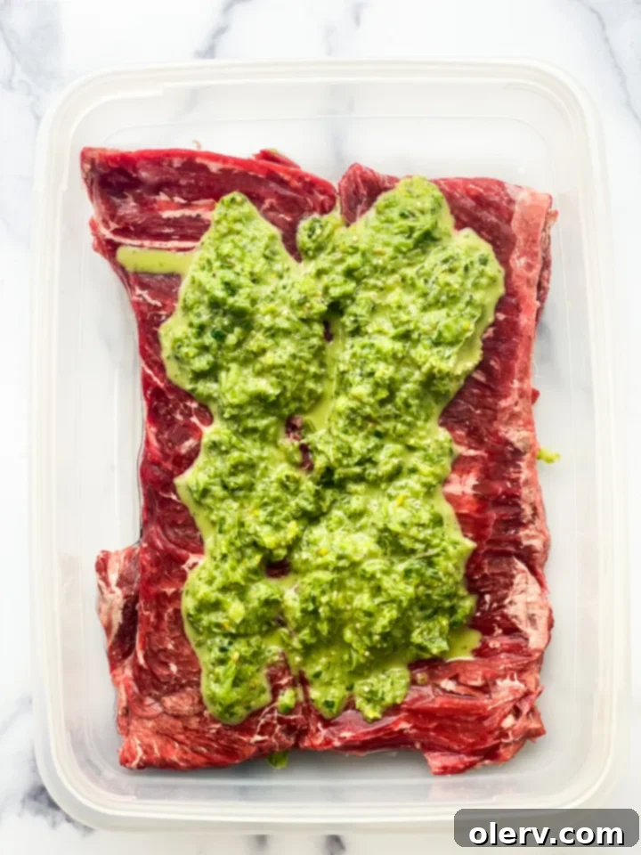 Zesty Cilantro Lime Flank Steak 10 Marinating flank steak in a ziplock bag